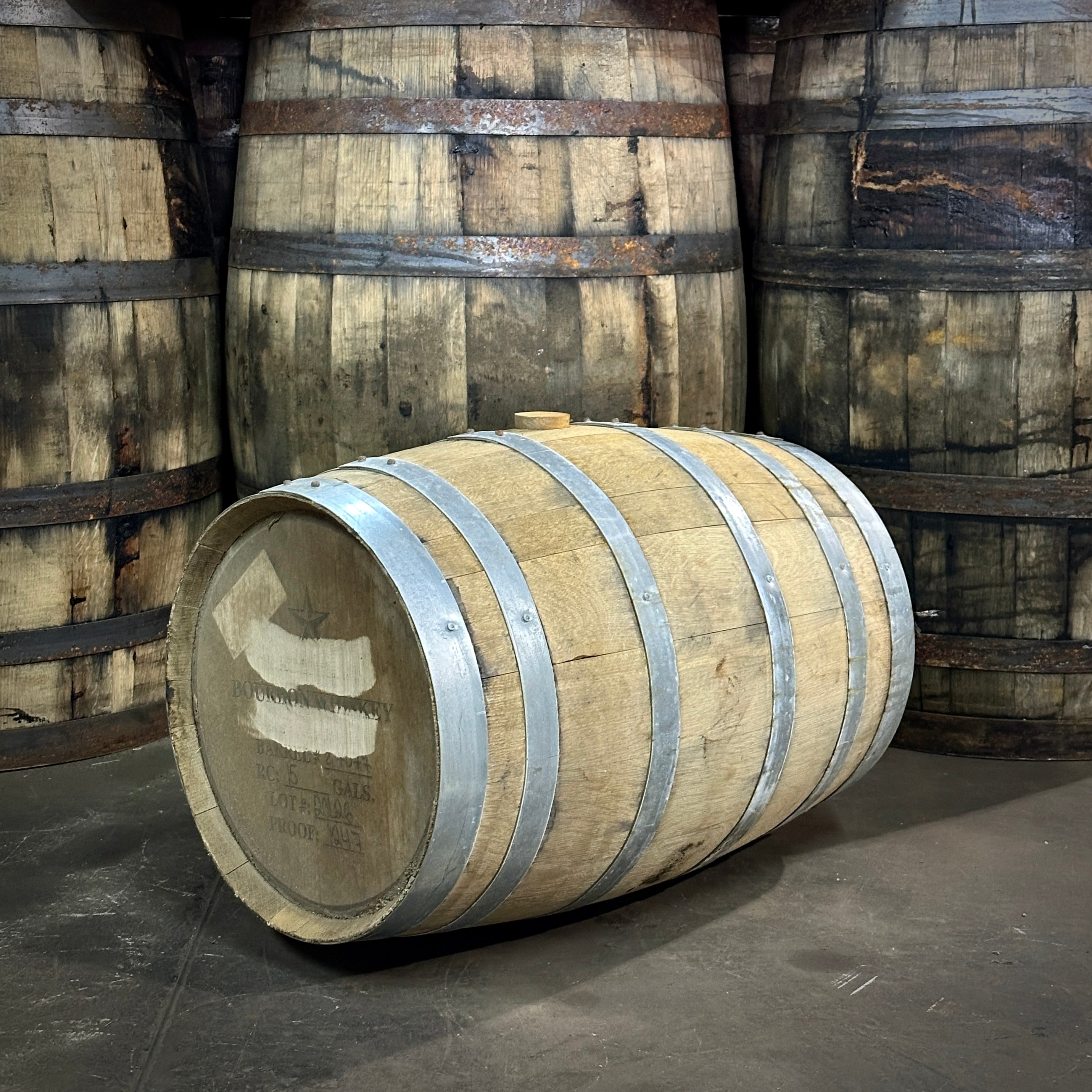 Texan bourbon barrel on its side