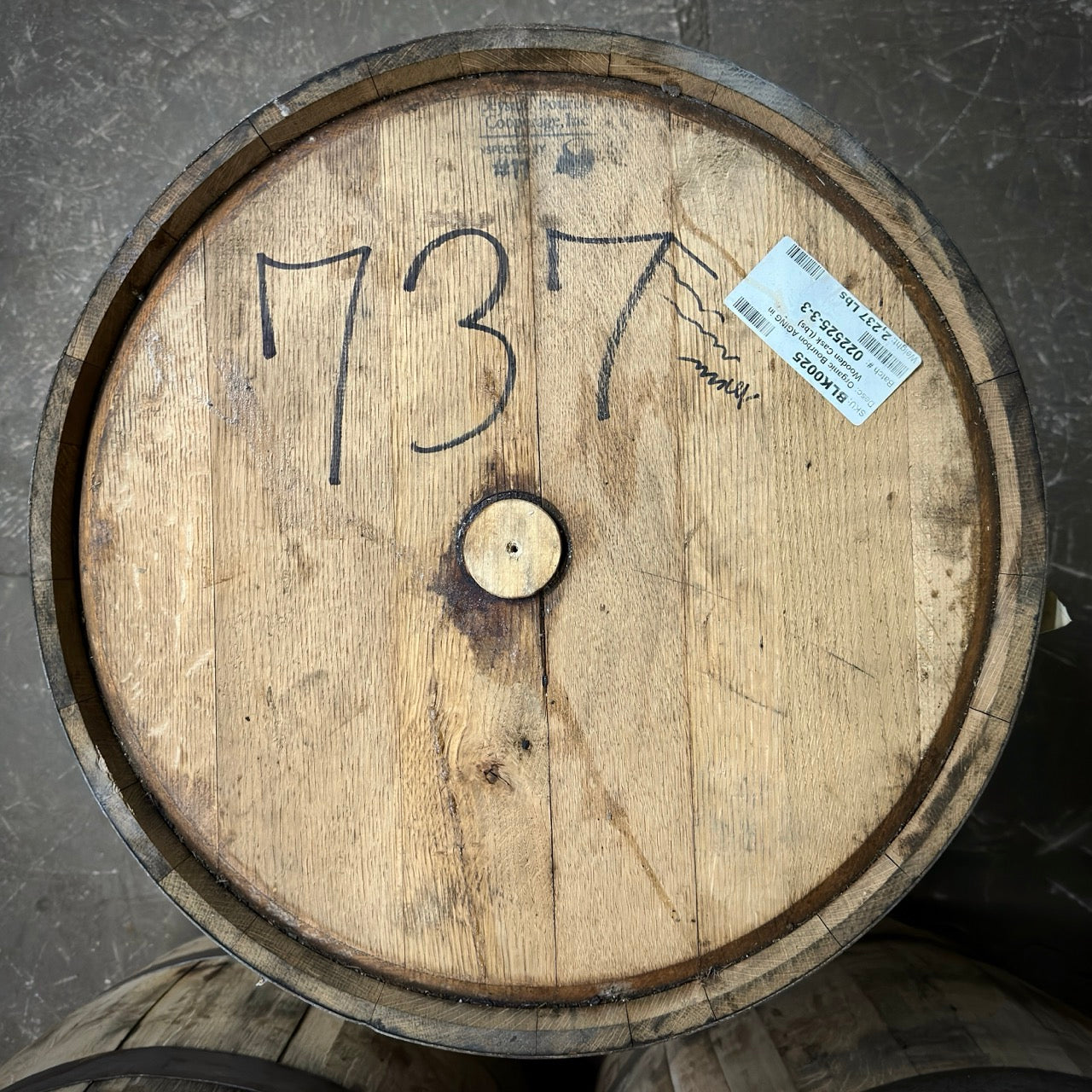 top of bourbon maple syrup barrel